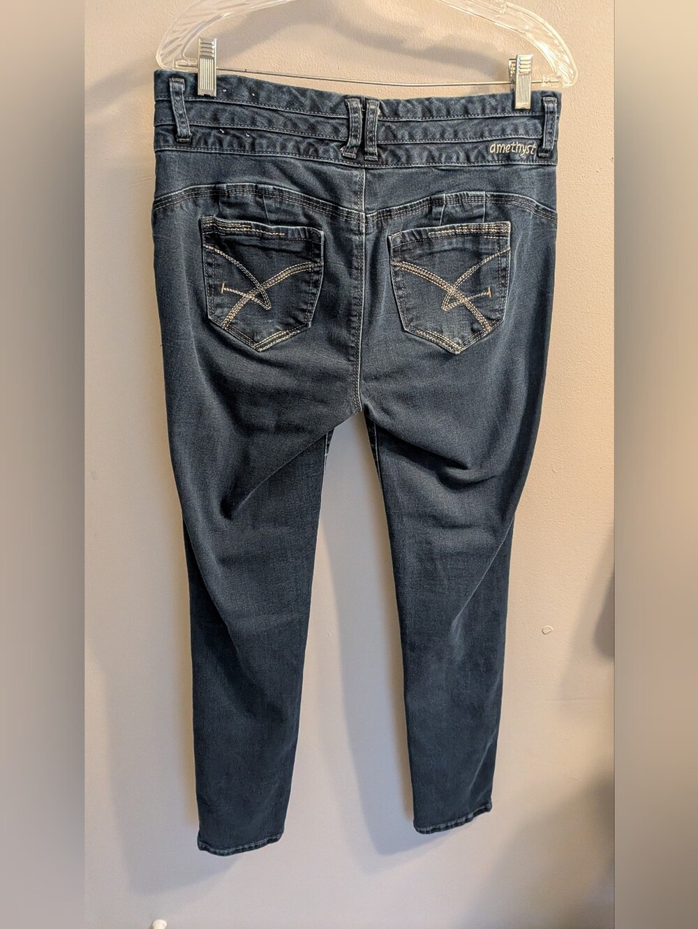Amethyst Dark Wash Triple Button High Rise Stretch Skinny Jeans Size 13
